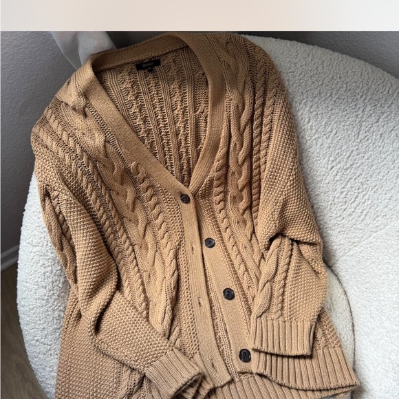 Quince Sweaters - Quince Cable Knit Cardigan in Camel